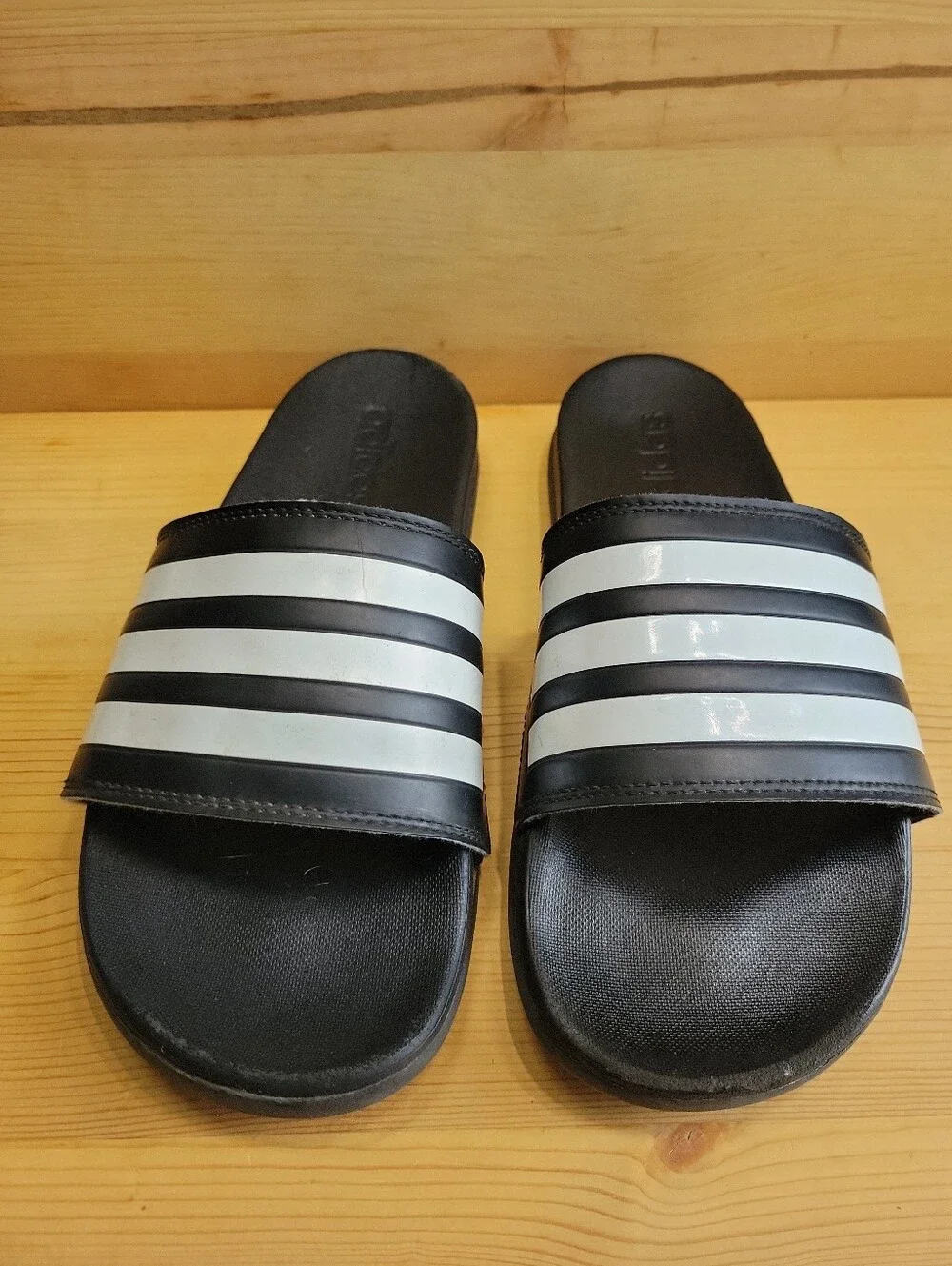 Adidas Sandals Mens 7 Adilette Slides Black Open Toe Comfort Slip On